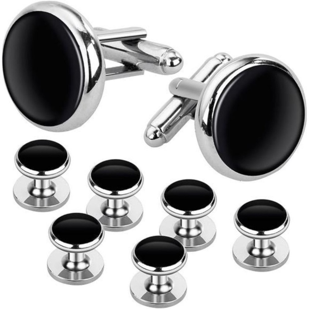 Mens Cufflinks and Studs, Tuxedo Shirt Cufflinks and Studs Set Brass Cufinks